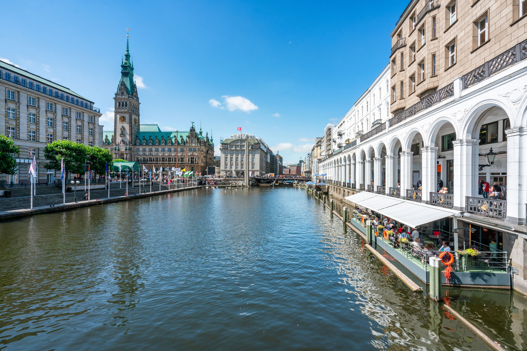 Panorama: Alster, Hamburger Rathaus, Eventlocation Kleine Alster